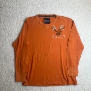 Y2K American eagle men's orange grunge thermal long sleeve skater‎ Xl